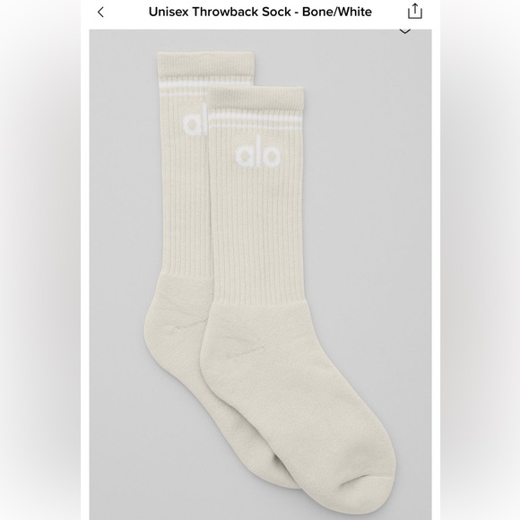NWT Alo Yoga BUNDLE 4x Unisex Throwback Socks Bone White 4 Pairs 8 Socks Total